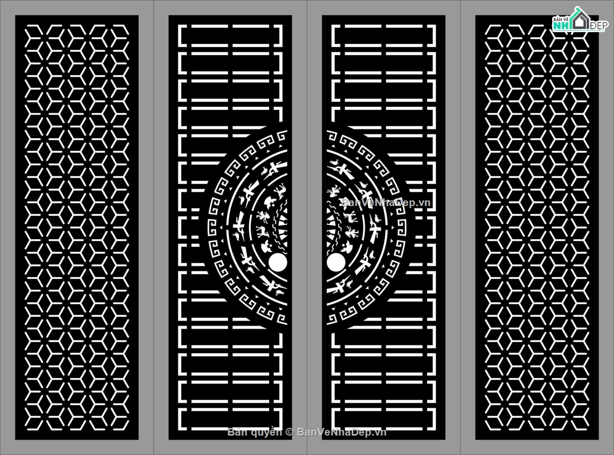 Cổng 4 cánh bông tuyết,file dxf cổng 4 cánh,dxf cổng 4 cánh