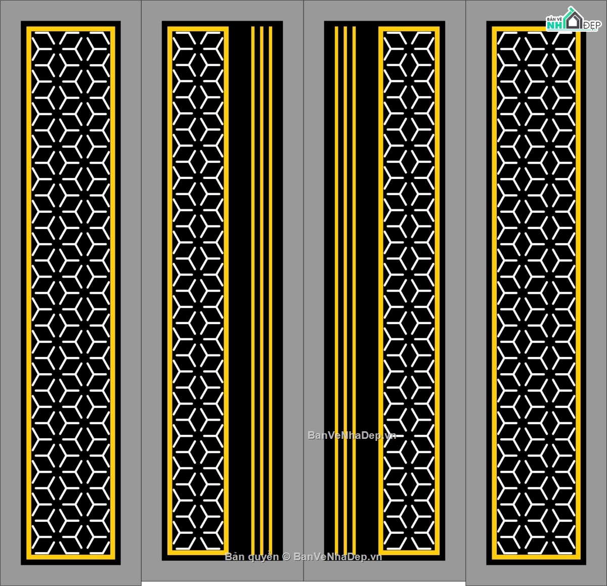 Cổng 4 cánh,cổng 4 cánh file dxf,file dxf cổng 4 cánh