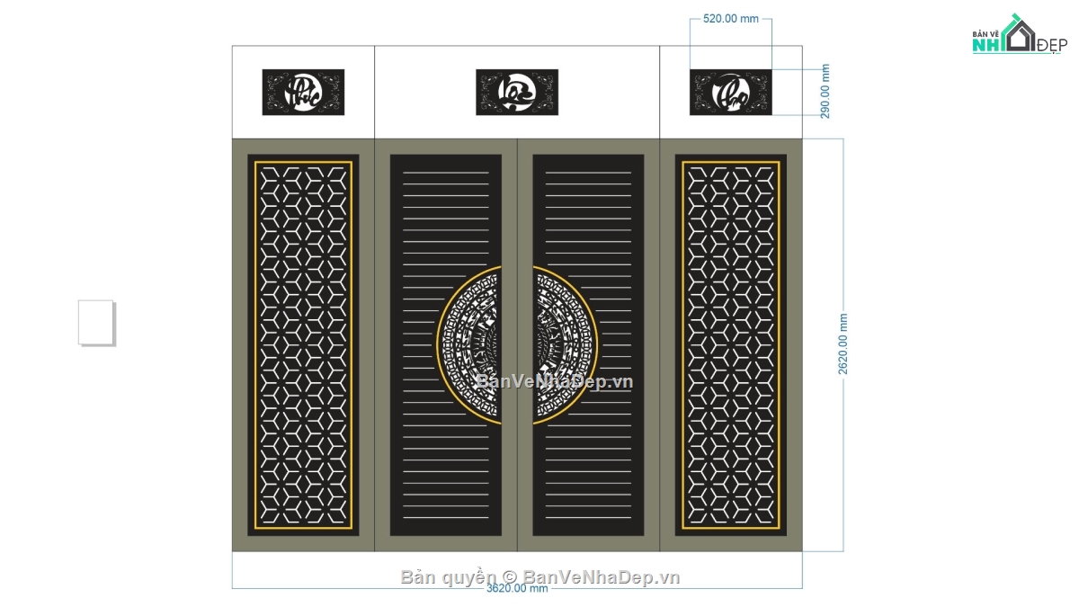 Cổng 4 cánh,Cổng CNC 4 cánh,cnc phúc lộc thọ,mẫu cnc cổng 4 cánh