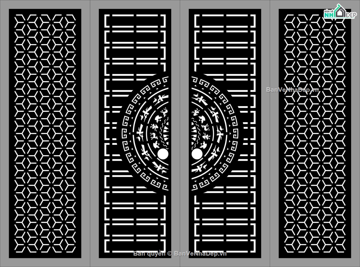 Cổng 4 cánh,file dxf cổng 4 cánh,cổng 4 cánh dxf