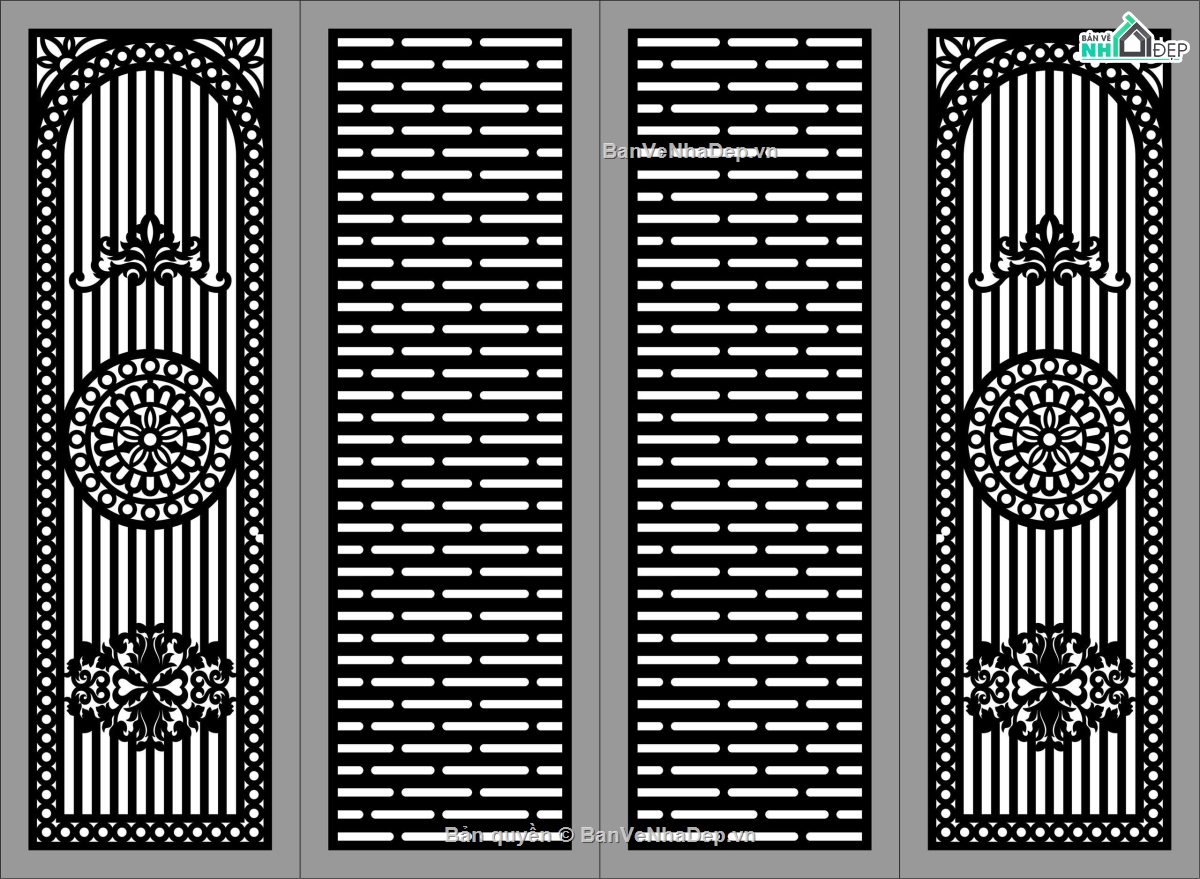 Cổng 4 cánh,file dxf cổng 4 cánh,cổng 4 cánh file dxf