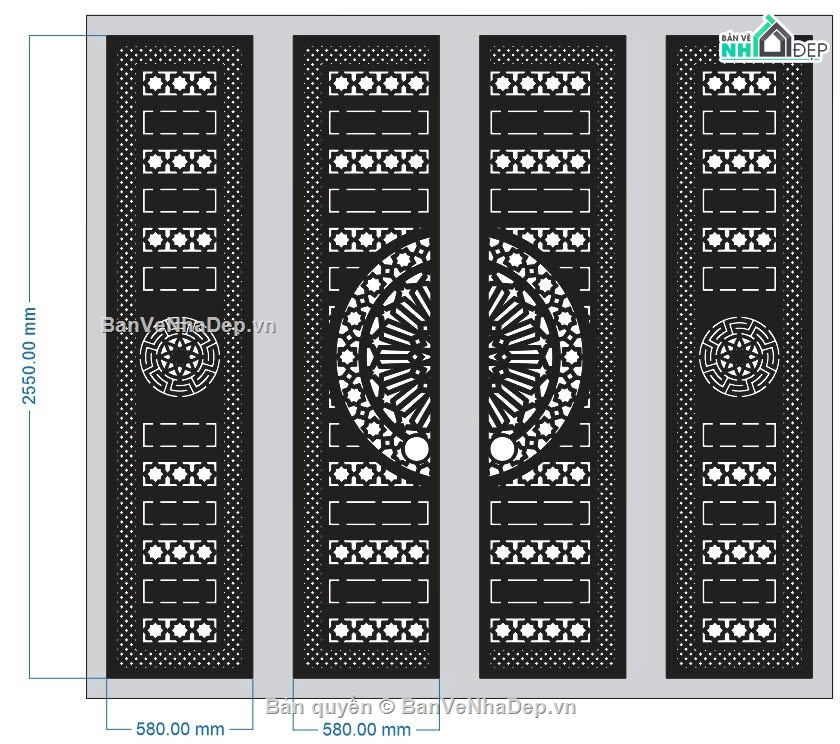 Cổng 4 cánh,cổng 4 cánh cnc,file dxf cổng 4 cánh,cổng 4 cánh file dxf