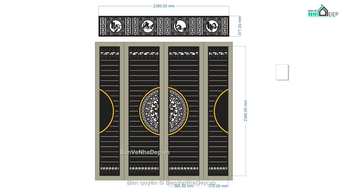 Cổng 4 cánh,ngũ phúc lâm môn,Cổng 4 cánh CNC đẹp,cổng đẹp 4 cánh