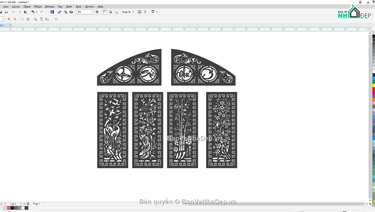 Cổng cnc 4 cánh,cổng tứ quý,cổng vạn sự như ý cnc