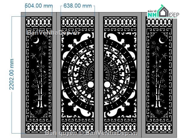 cổng dxf,cnc mẫu cổng 4 cánh,cổng cnc đẹp