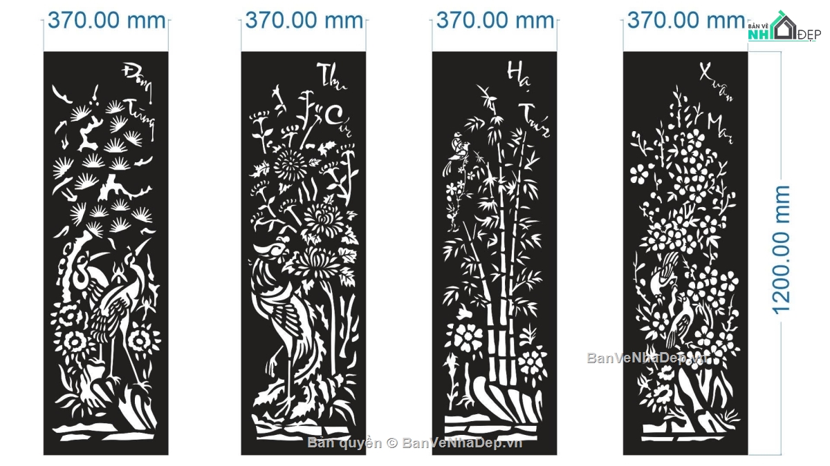 Cổng 4 cánh,cnc 4 cánh,tứ quý cnc,file cnc tứ quý,Cổng 4 cánh tứ quý