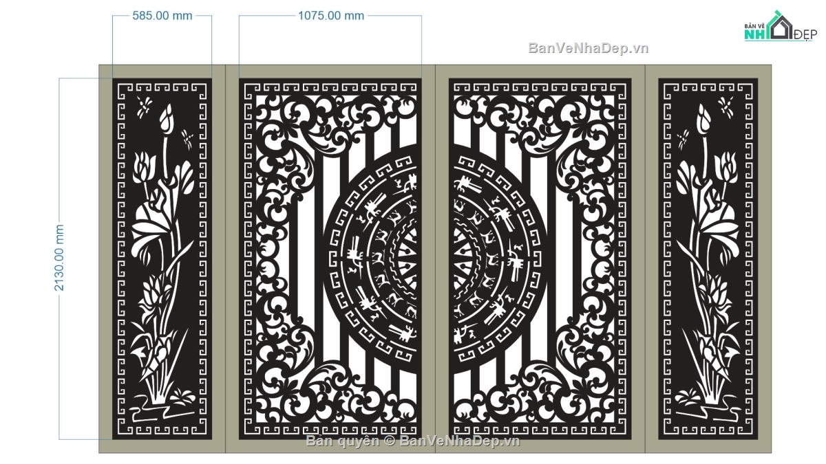 Cổng 4 cánh,cnc 4 cánh,file cnc cổng 4 cánh hoa sen