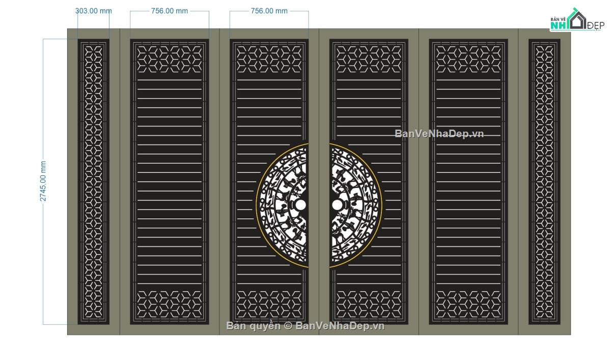 Cổng 6 cánh,Cổng 6 cánh file dxf,file cnc cổng 6 cánh
