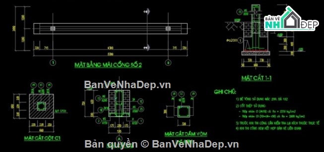 cad cổng làng văn hóa,cổng làng văn hóa,autocad cổng