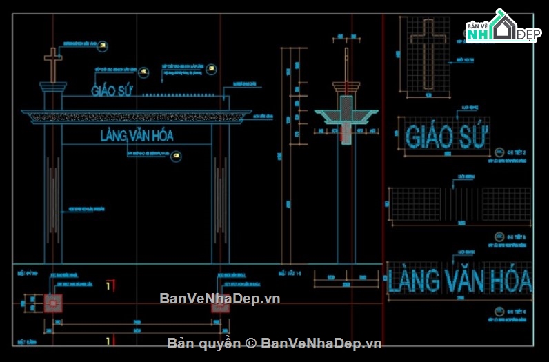 cổng làng mới,cổng làng văn hóa,cad cổng làng văn hóa