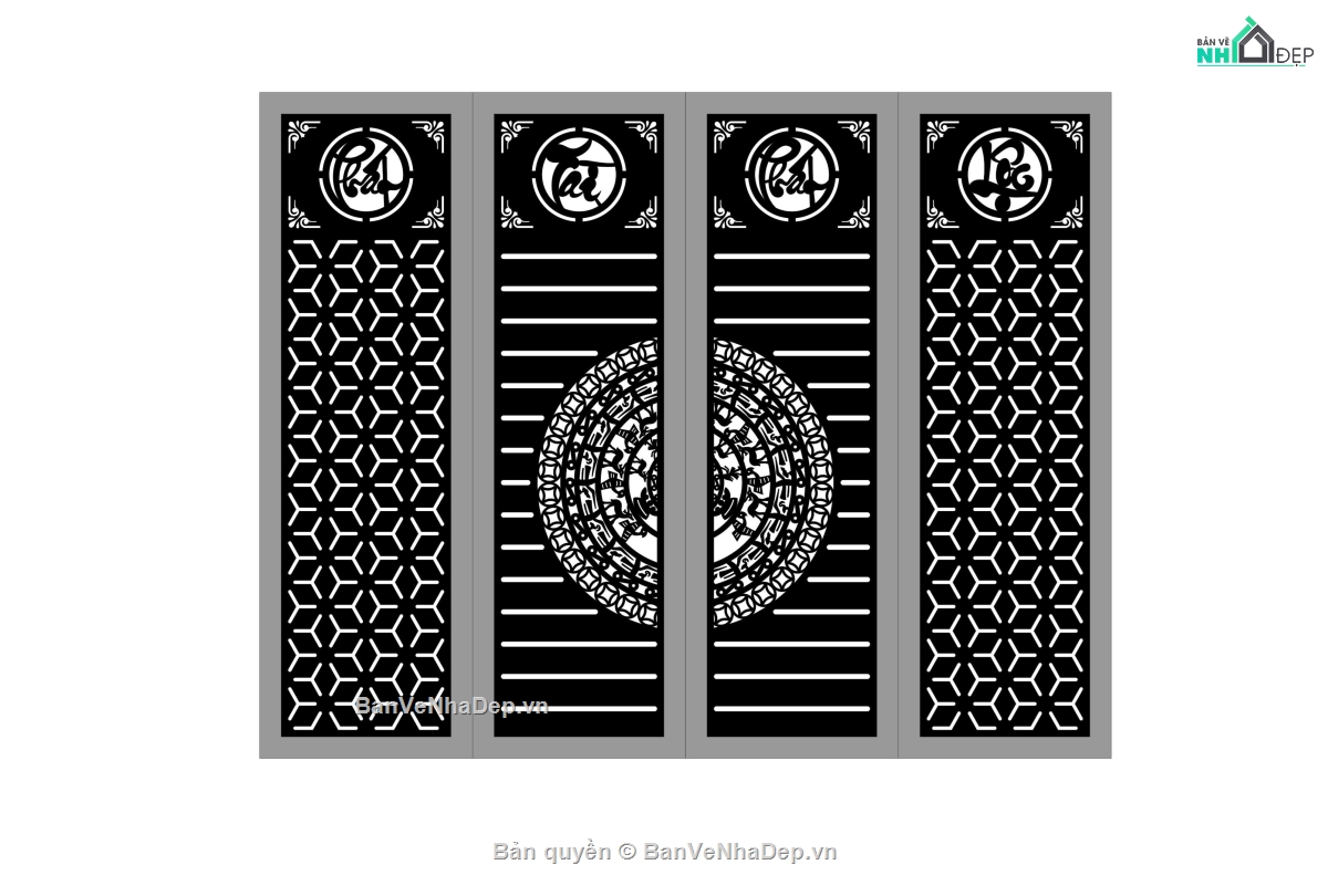 Cổng Phát Tài Phát Lộc,Cổng cnc file dxf,Cổng file dxf đẹp