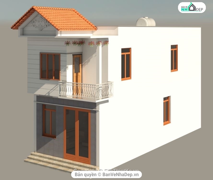 phối cảnh nhà phố 2 tầng,bản vẽ revit nhà phố,revit nhà phố 2 tầng,file revit nhà phố 2 tầng