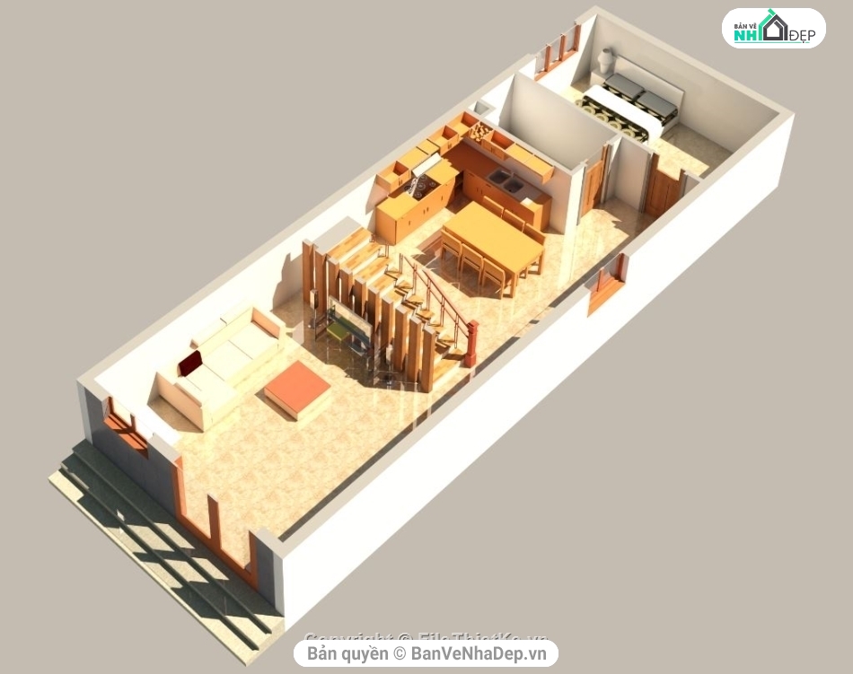 phối cảnh nhà phố 2 tầng,bản vẽ revit nhà phố,revit nhà phố 2 tầng,file revit nhà phố 2 tầng