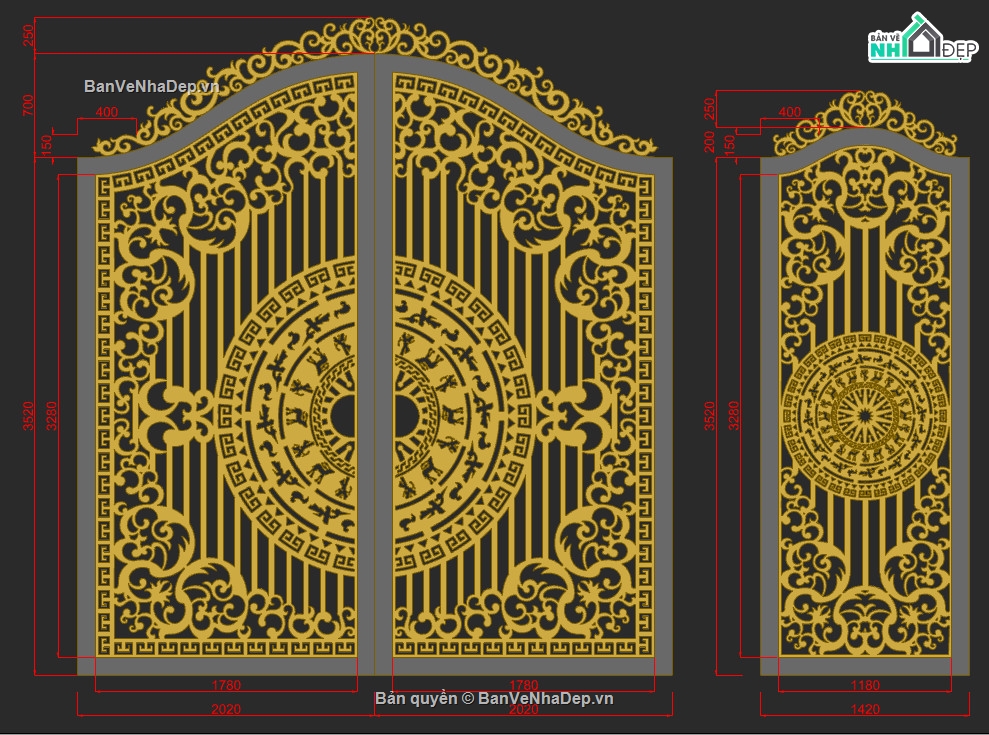 file cnc cổng 2 cánh,thư viện cửa file cad,mẫu cổng sắt,cửa cổng thiết kế nai cò,cửa cổng cnc cắt plasma laser