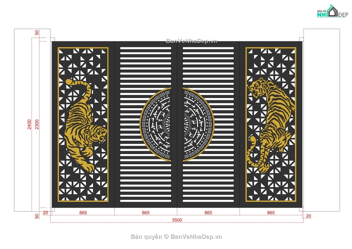 hoa văn trang trí,cửa cổng cắt cnc,thư viện cửa file cad,mẫu cổng sắt,cửa cổng trang trí hình cọp