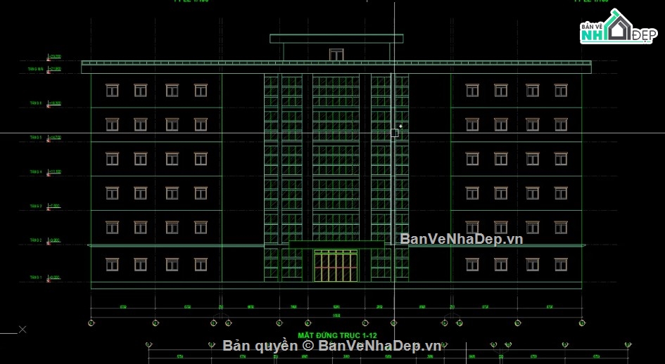 trung tâm y tế 6 tầng,file cad trung tâm y tế,trung tâm y tế file cad