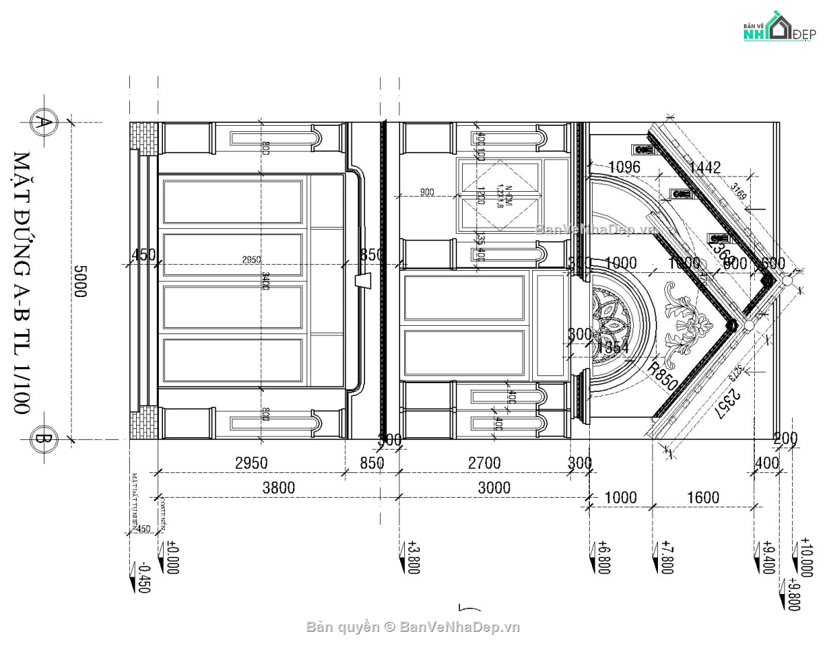 thiết kế nhà phố,nhà phố,nhà mái thái 5m,kiến trúc 2 tầng,hồ sơ thi công,nhà phố 5x20m