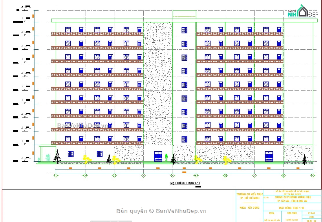 chung cư 10 tầng,đồ án chung cư,file cad đồ án chung cư,chung cư file cad