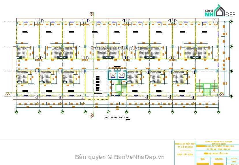 chung cư 10 tầng,đồ án chung cư,file cad đồ án chung cư,chung cư file cad