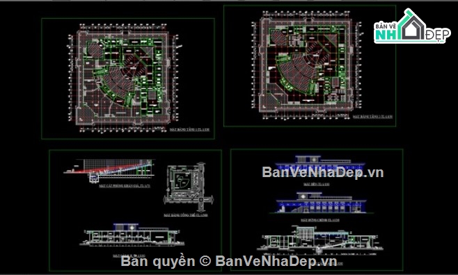 bản vẽ nhà hát,nhà hát tổng hợp,đồ án nhà hát