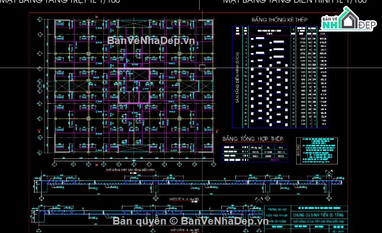 Đồ án chung cư 20 tầng,chung cư 20 tầng,file cad chung cư