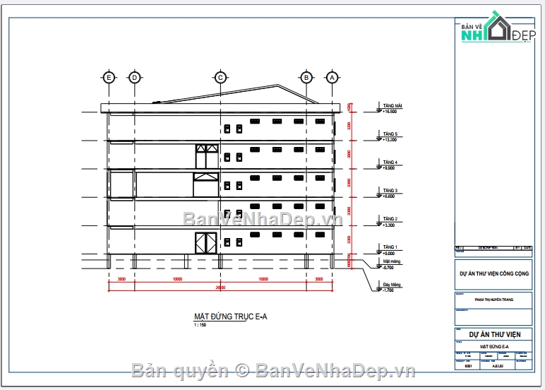 Đồ án,nhà 4 tầng,4 tầng,thi công,nhà 5 tầng,thư viện thiết kế