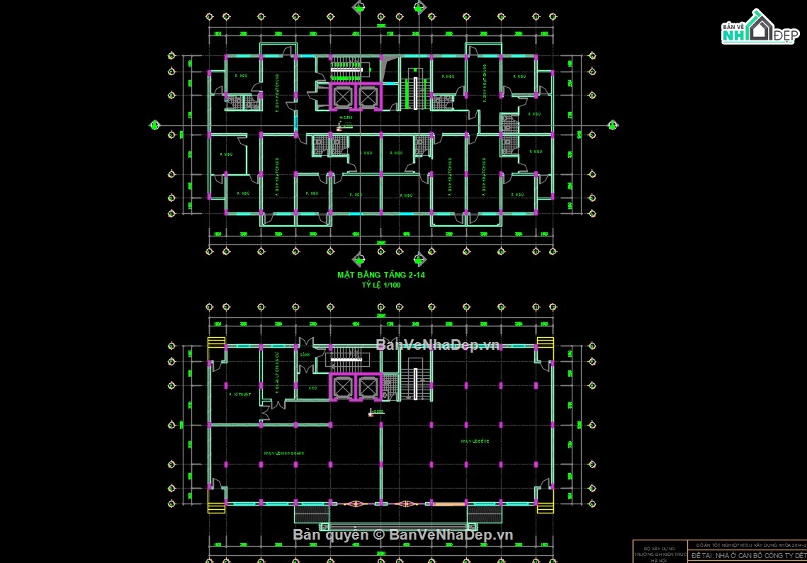 Đồ án chung cư,đồ án xây dựng,đồ án tốt nghiệp chung cư cao tầng,file cad chung cư,bản vẽ chung cư