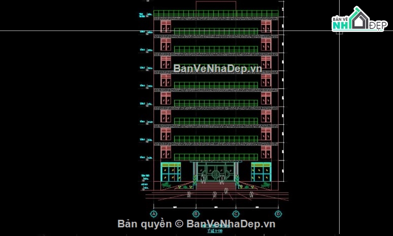 chung cư 9 tầng 1 hầm,chung cư 9 tầng,file cad chung cư 9 tầng