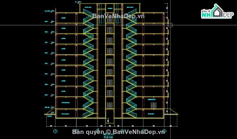 chung cư 9 tầng 1 hầm,chung cư 9 tầng,file cad chung cư 9 tầng
