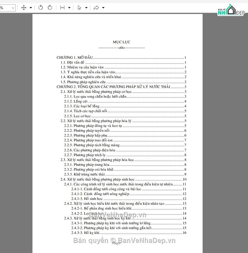 Đồ án,xử lý nước,thuyết minh,file cad đồ án,lý thuyết đồ án,thuyết minh đồ án
