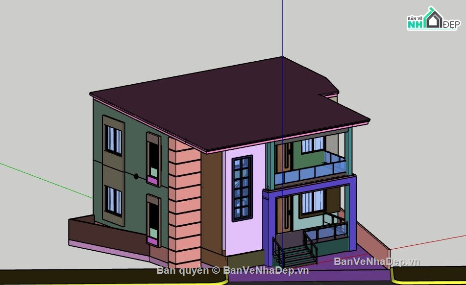 Biệt thự 2 tầng,model su biệt thự 2 tầng,sketchup biệt thự 2 tầng,biệt thự 2 tầng model su