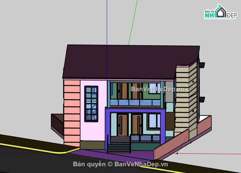 Biệt thự 2 tầng,model su biệt thự 2 tầng,sketchup biệt thự 2 tầng,biệt thự 2 tầng model su