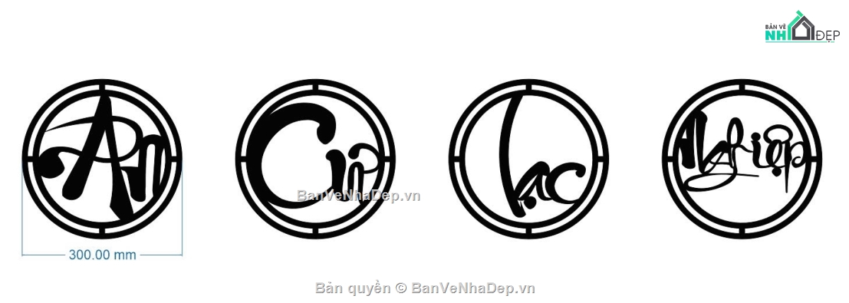 chữ An Cư Lạc Nghiệp,file dxf chữ,chữ cnc file dxf