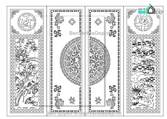 Cổng 4 cánh file dxf,Cổng 4 cánh,Cổng 4 cánh cnc file dxf,Cổng file dxf