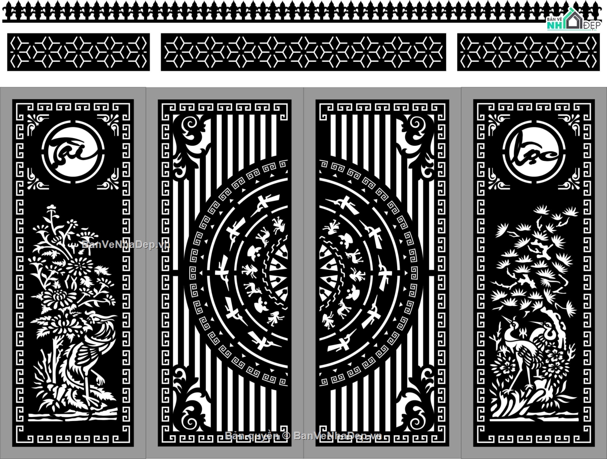 Cổng trống đồng file dxf,cổng cnc,file dxf cổng cnc