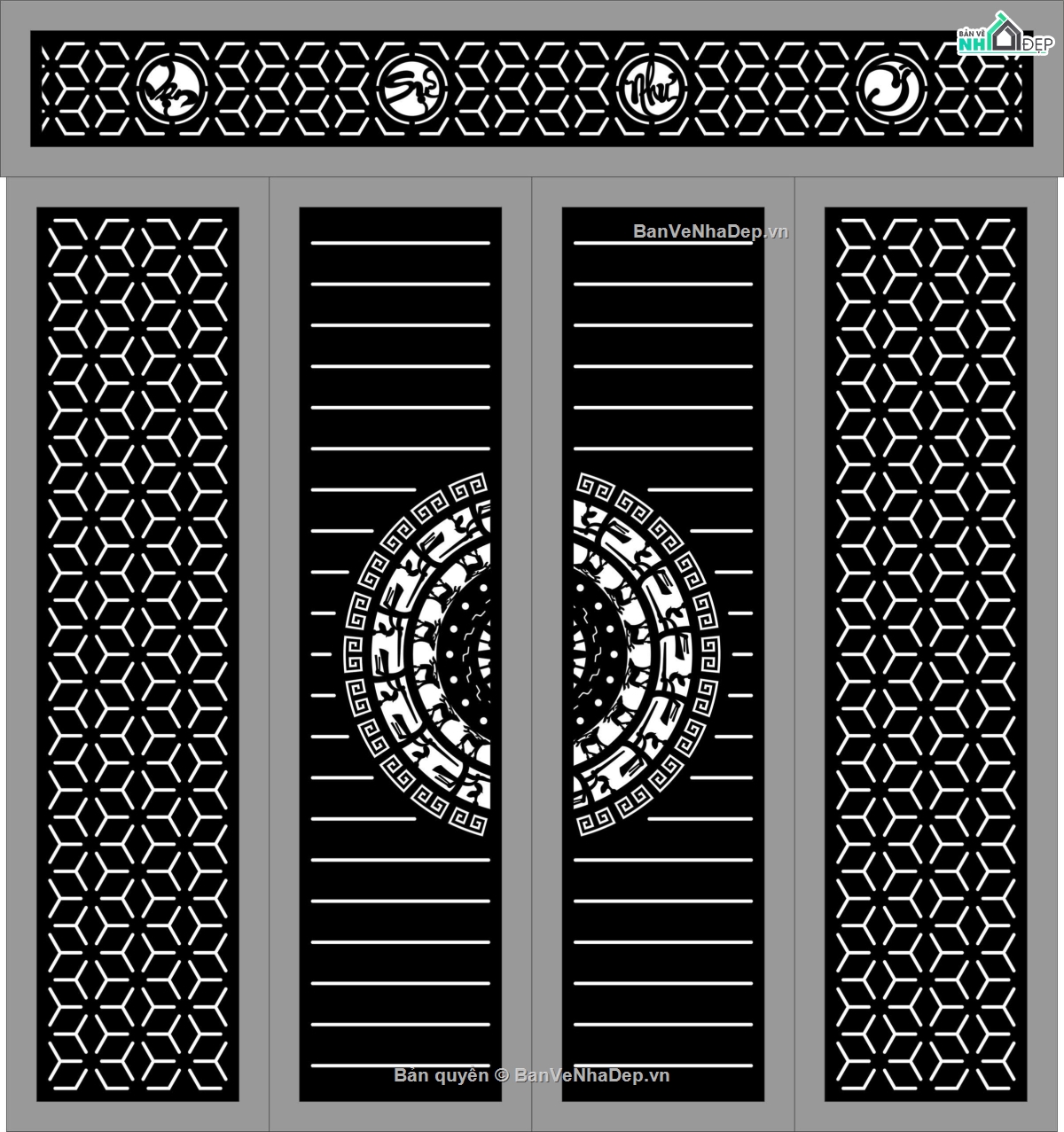 Cổng trống đồng file dxf,Cổng trống đồng đẹp,file dxf cổng trống đồng