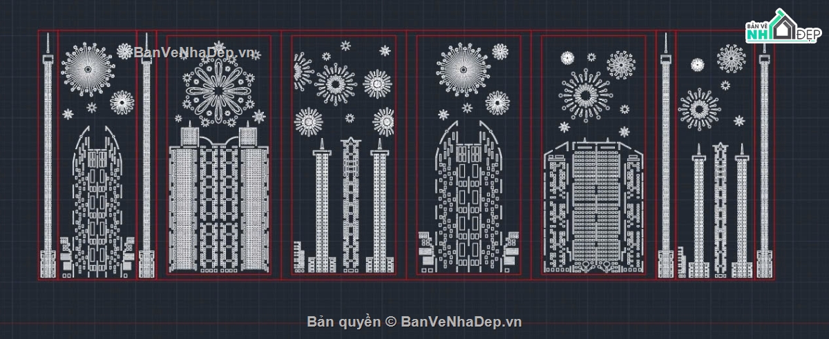 cổng 6 cánh,file dxf cổng 6 cánh,cổng 6 cánh cnc