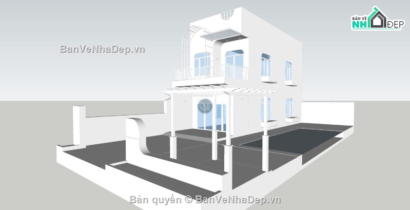 Nhà phố 2 tầng,Model su nhà phố 2 tầng,Nhà phố 2 tầng sketchup,File sketchup nhà phố 2 tầng
