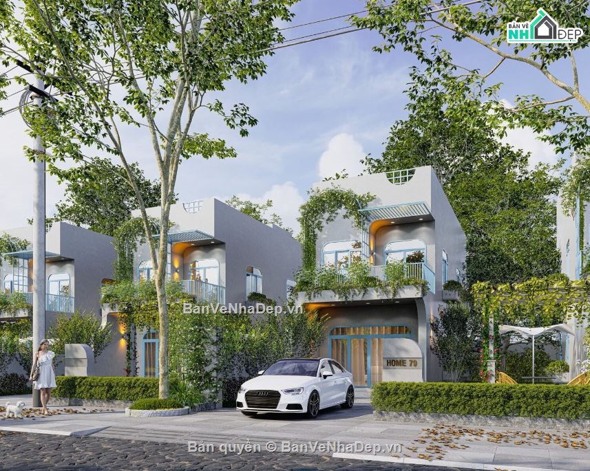Nhà phố 2 tầng,Model su nhà phố 2 tầng,Nhà phố 2 tầng sketchup,File sketchup nhà phố 2 tầng
