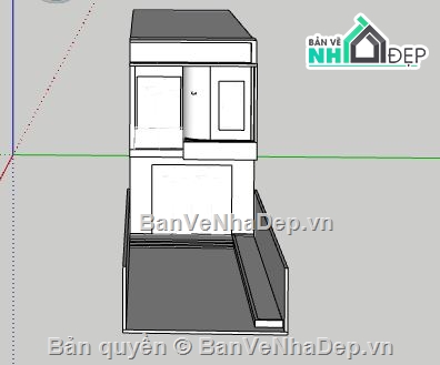 Model su nhà phố 2 tầng,Nhà phố 2 tầng 5.2x20m,File sketchup nhà phố 2 tầng,Nhà phố 2 tầng file su