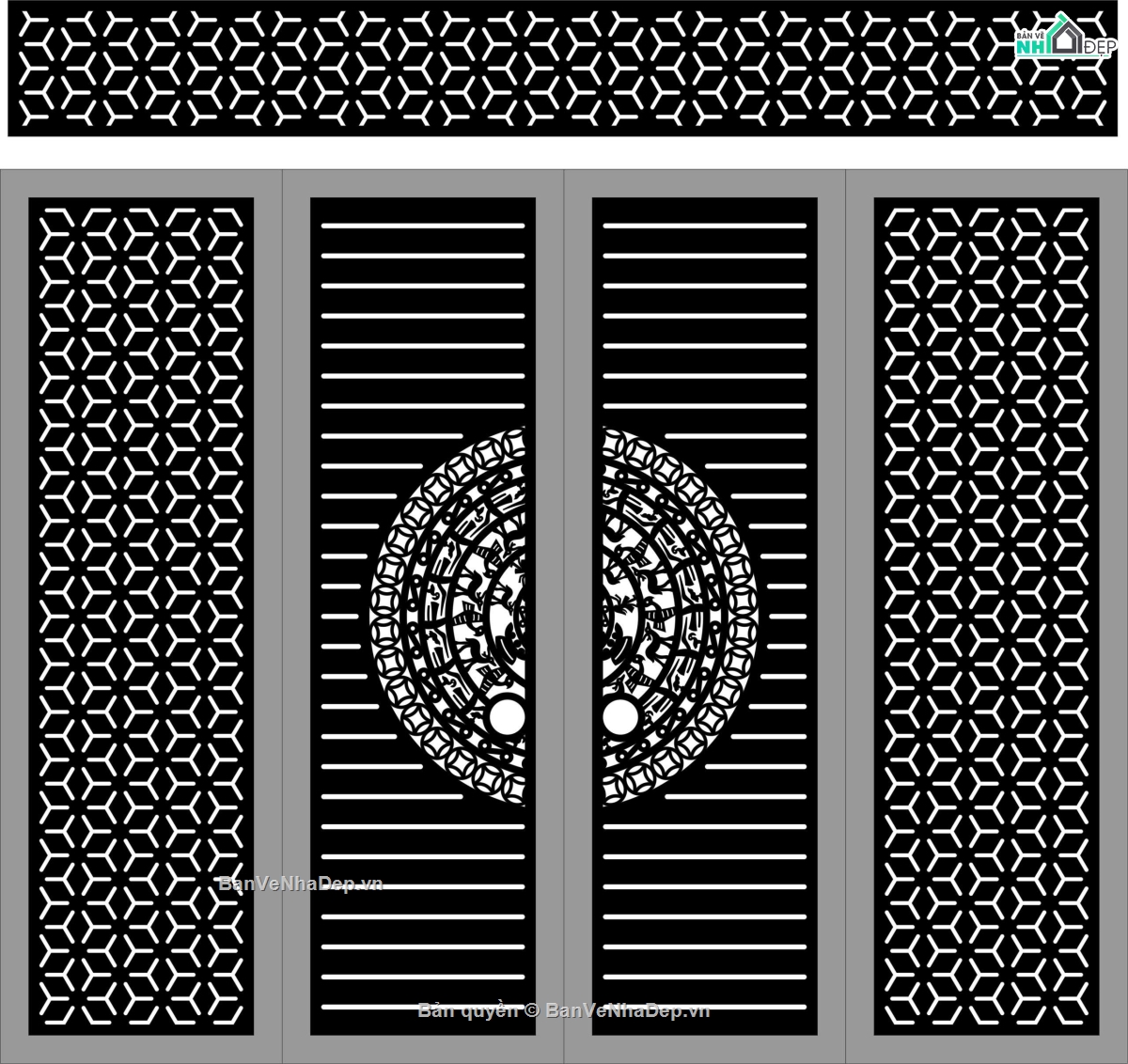 Cổng 4 cánh,Cổng 4 cánh file dxf,Cổng file dxf