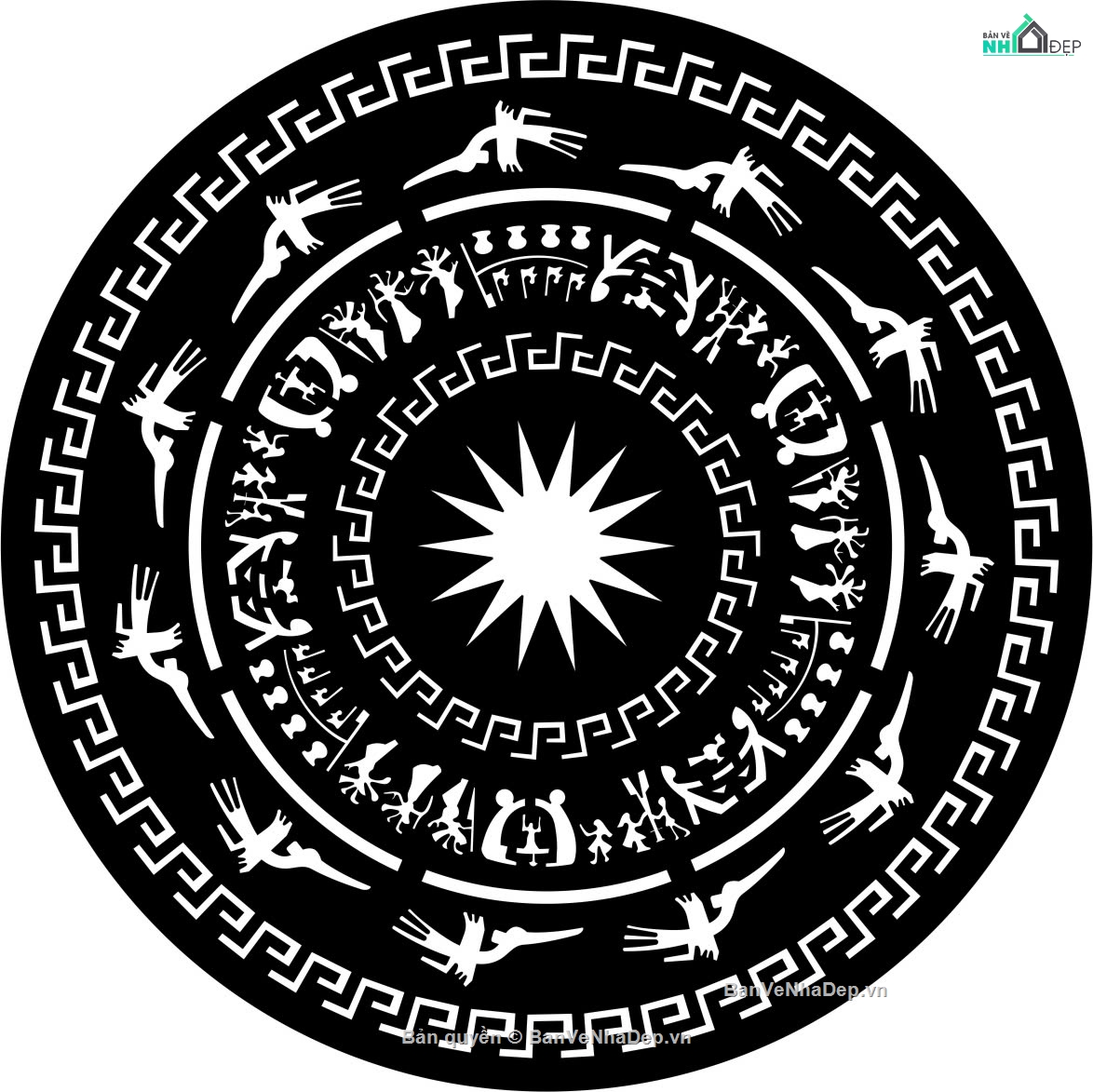 Trống đồng,Trống đồng cnc file dxf,file cnc trống đồng cnc
