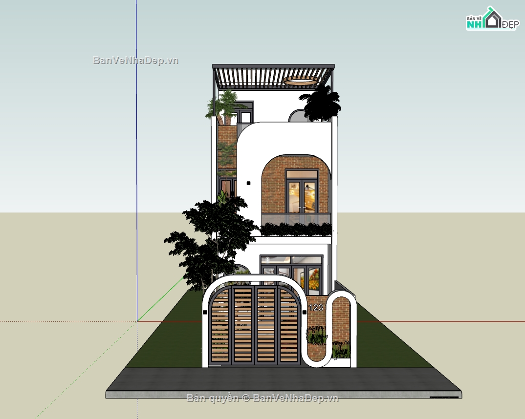 File sketchup Nhà phố 3 tầng,3d sketchup Nhà phố 3 tầng,model sketchup Nhà phố 3 tầng,nhà phố 3 tầng file su