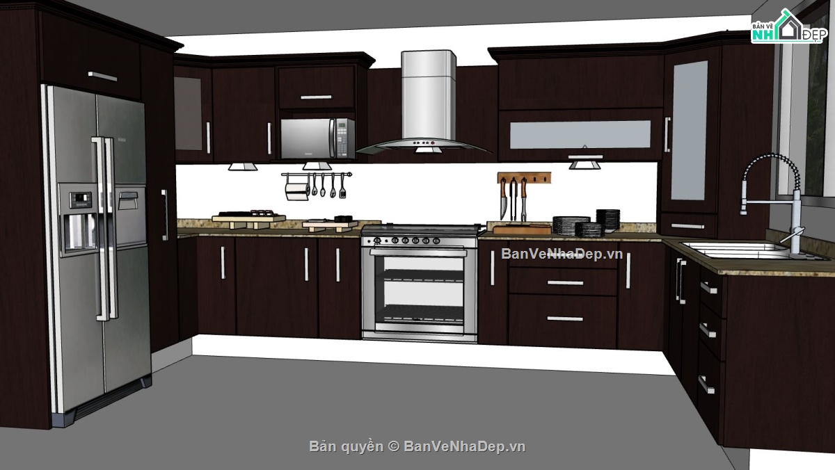 nội thất phòng bếp,sketchup nội thất phòng bếp,phòng bếp sketchup,sketchup nội thất bếp