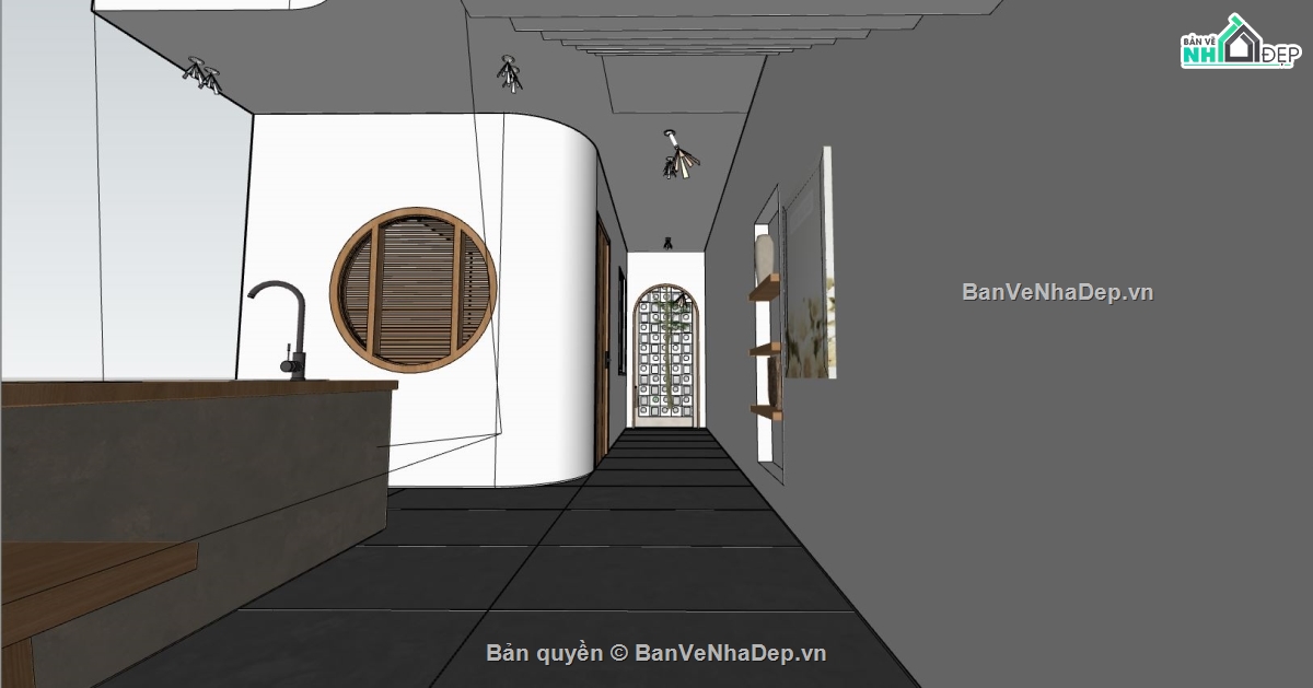 nội thất căn hộ,file sketchup căn hộ,nội thất khách bếp