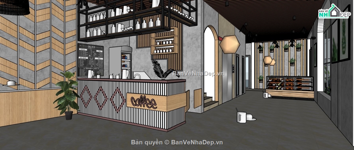 Dựng mô hình 3D cửa hàng cà phê mới nhất: \