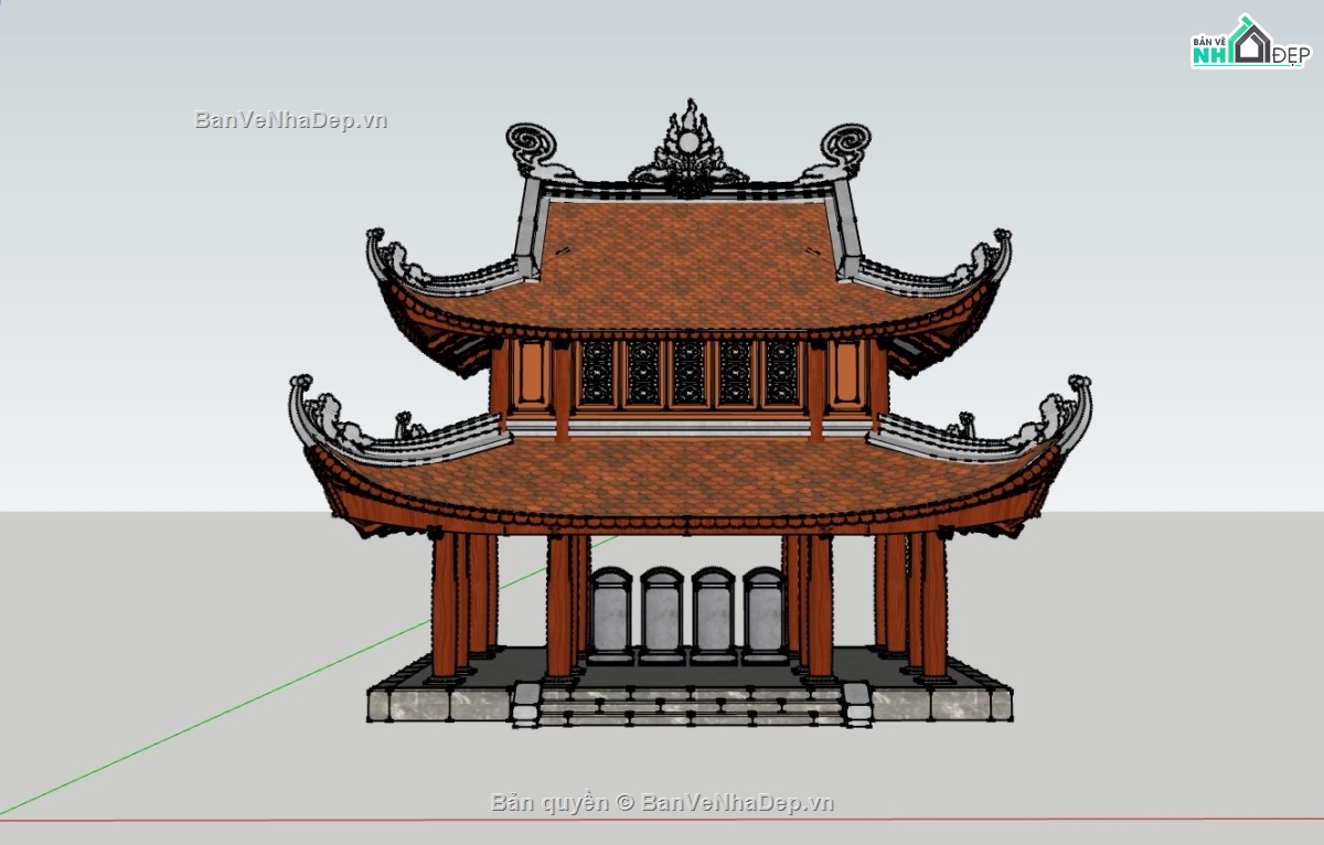 thiết kế chùa,thiết kế chùa đẹp,sketchup cảnh chùa