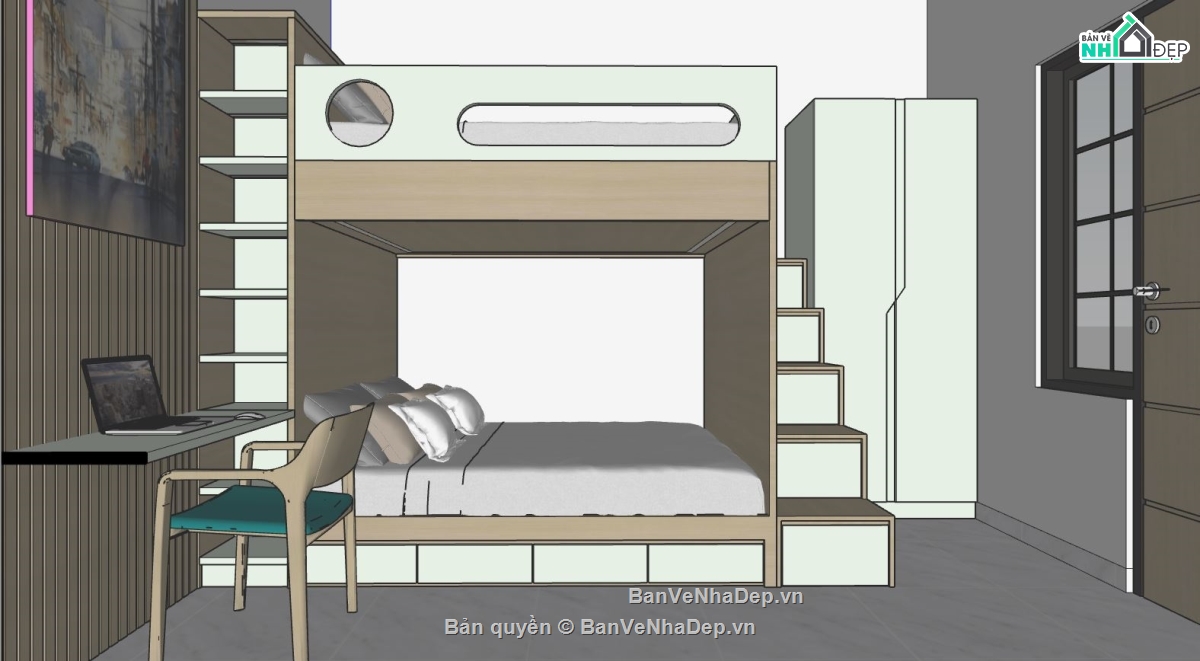 su phòng ngủ,nội thất phòng ngủ,file sketchup phòng ngủ