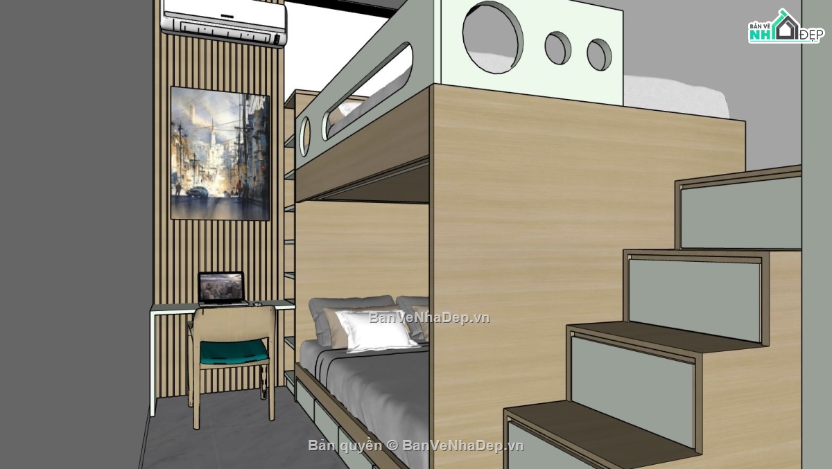 su phòng ngủ,nội thất phòng ngủ,file sketchup phòng ngủ