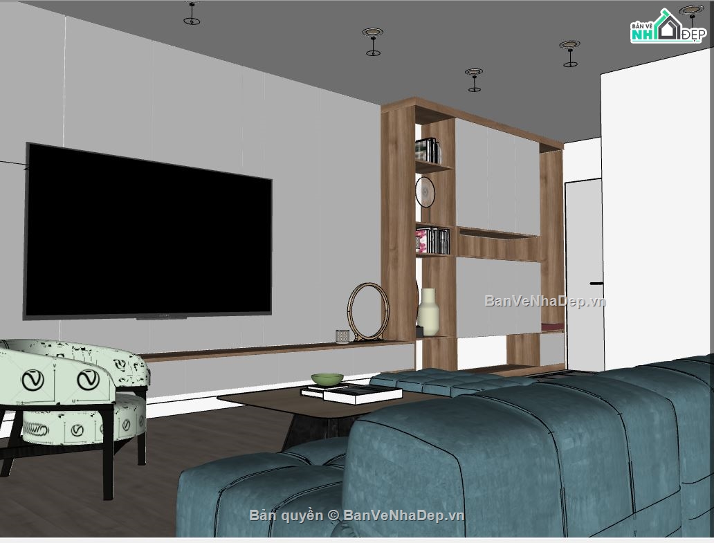 sketchup phòng khách,phòng khách 3d,sketchup phòng khách chung cư,phòng khách bếp,phòng khách + phòng bếp